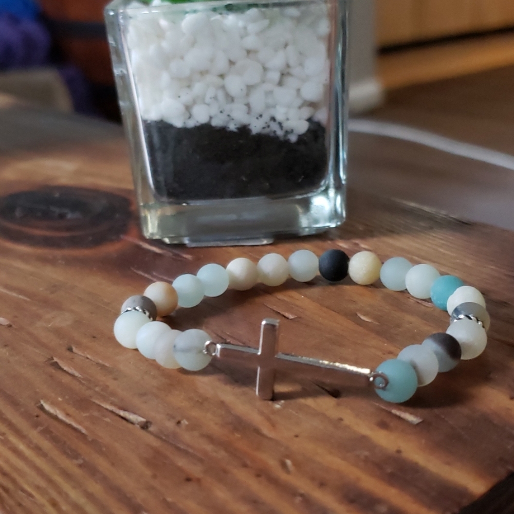 Amazonite Cross Bracelet
